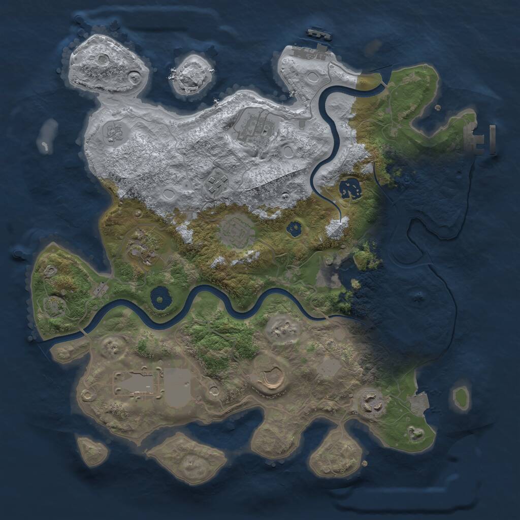 Rust Map: Procedural Map, Size: 3500, Seed: 721314897, 15 Monuments