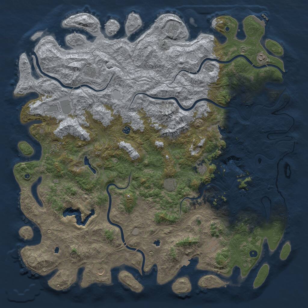 Rust Map: Procedural Map, Size: 6000, Seed: 180, 16 Monuments