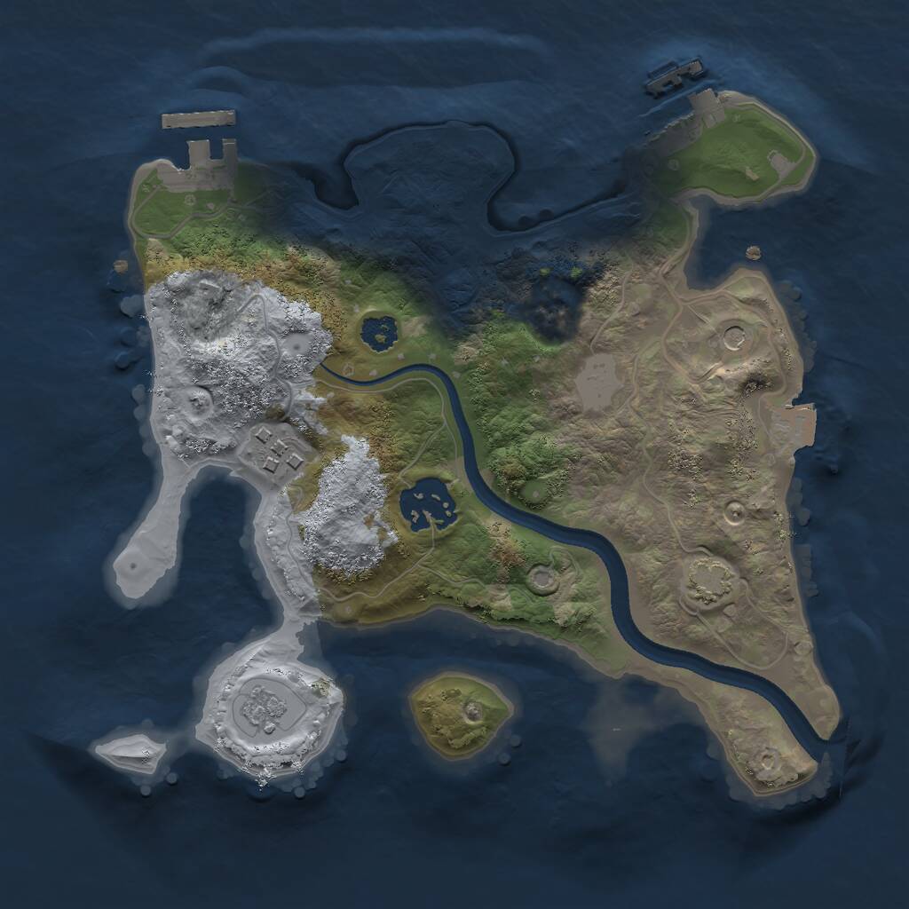 Rust Map: Procedural Map, Size: 2500, Seed: 1757168575, 8 Monuments