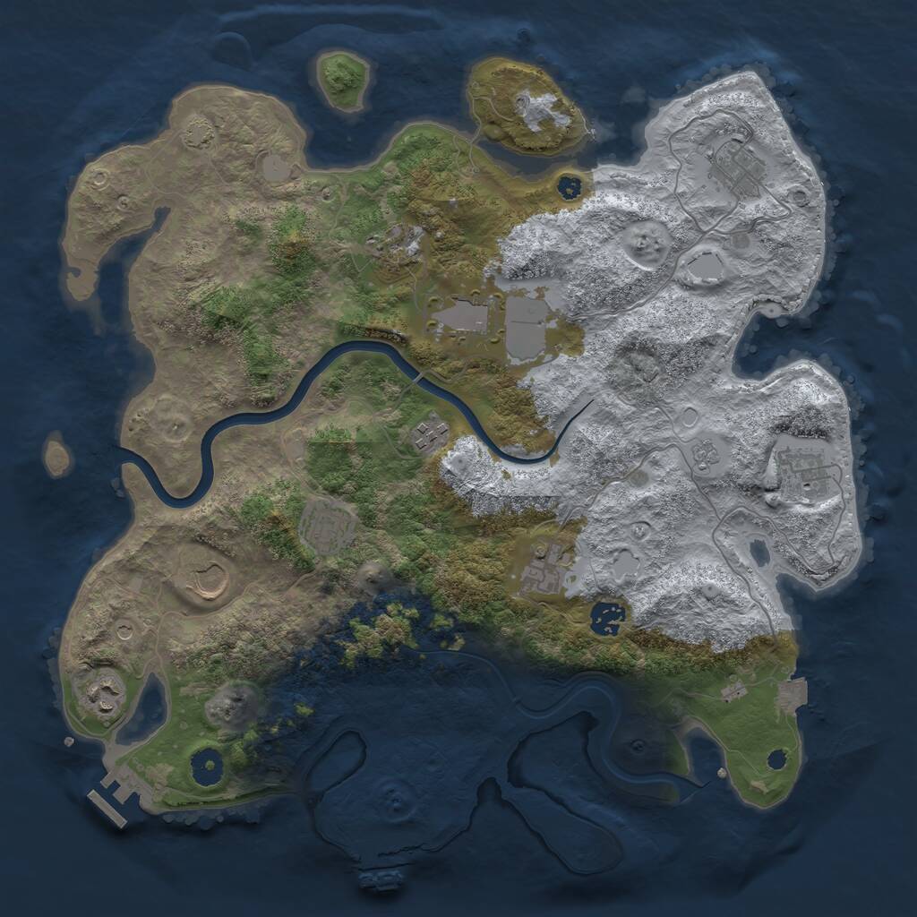 Rust Map: Procedural Map, Size: 3900, Seed: 16955, 16 Monuments