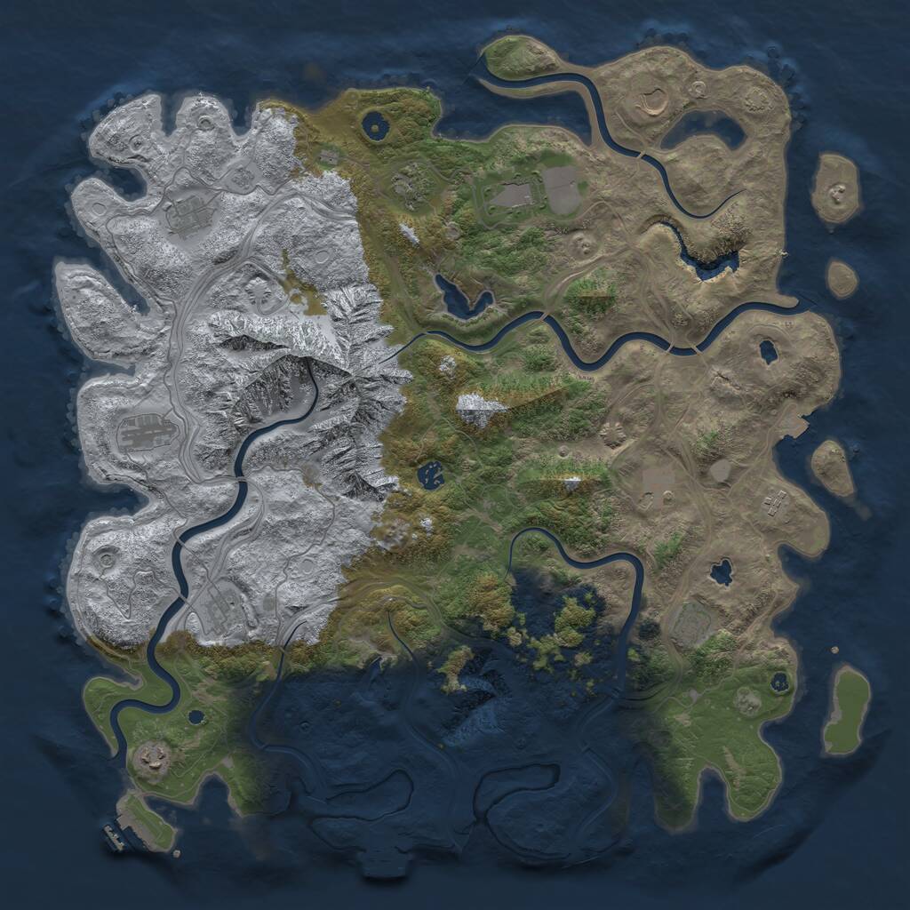 Rust Map: Procedural Map, Size: 5000, Seed: 790386263, 17 Monuments