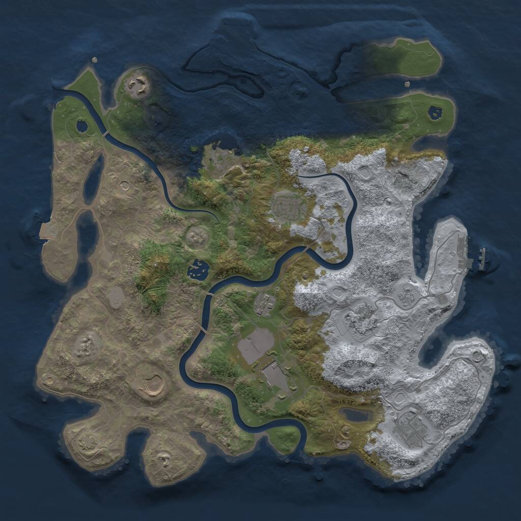 Rust Map: Procedural Map, Size: 3700, Seed: 2093834611, 15 Monuments