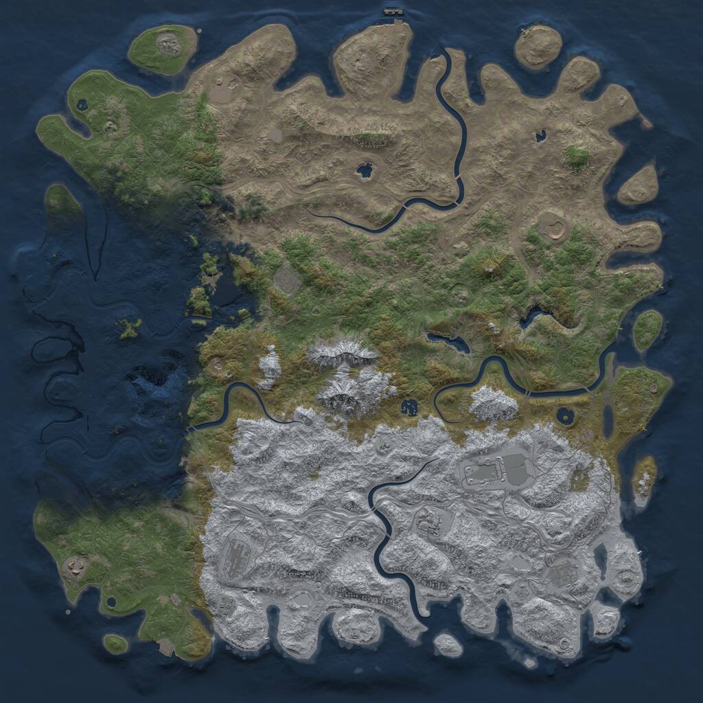 Rust Map: Procedural Map, Size: 6000, Seed: 1433223, 17 Monuments