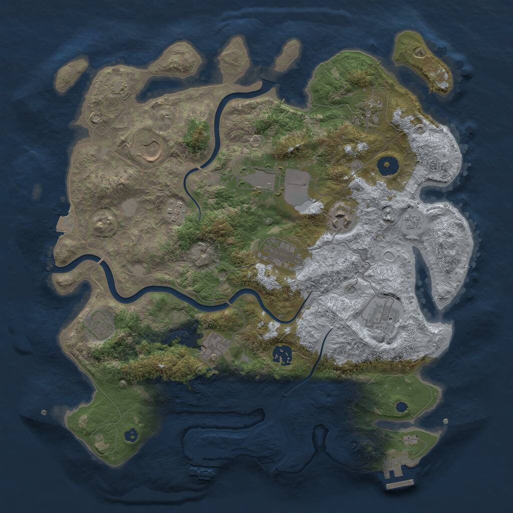 Rust Map: Procedural Map, Size: 3750, Seed: 1634914392, 16 Monuments