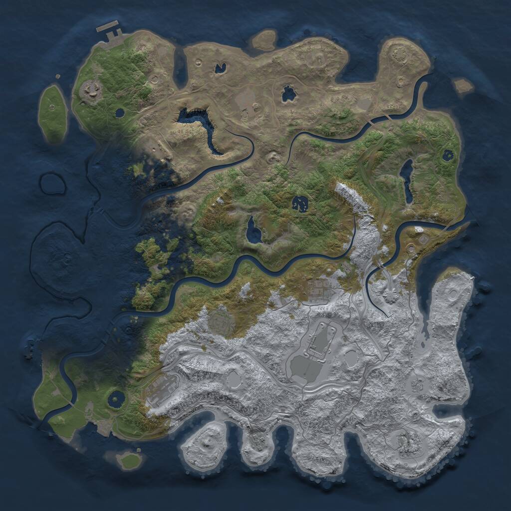 Rust Map: Procedural Map, Size: 4500, Seed: 1861277174, 16 Monuments