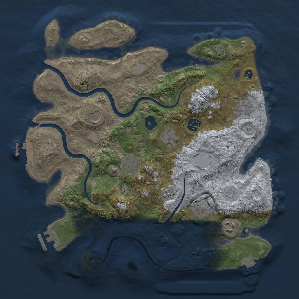 Rust Map: Procedural Map, Size: 3500, Seed: 878799697, 14 Monuments