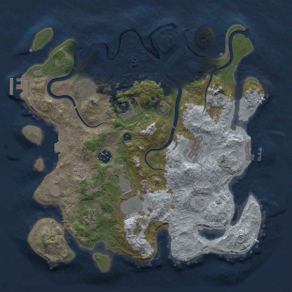 Rust Map: Procedural Map, Size: 3500, Seed: 824816505, 13 Monuments