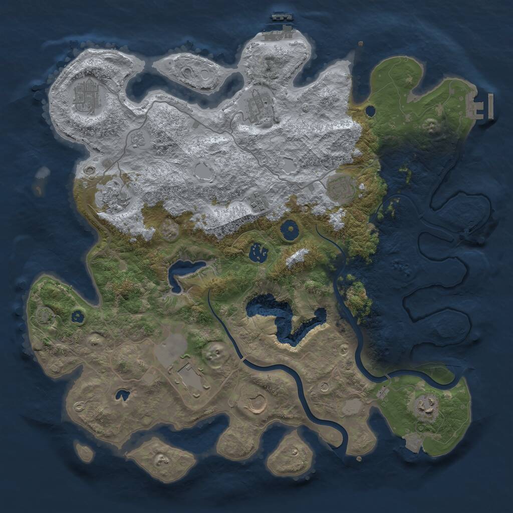 Rust Map: Procedural Map, Size: 4000, Seed: 721314897, 15 Monuments