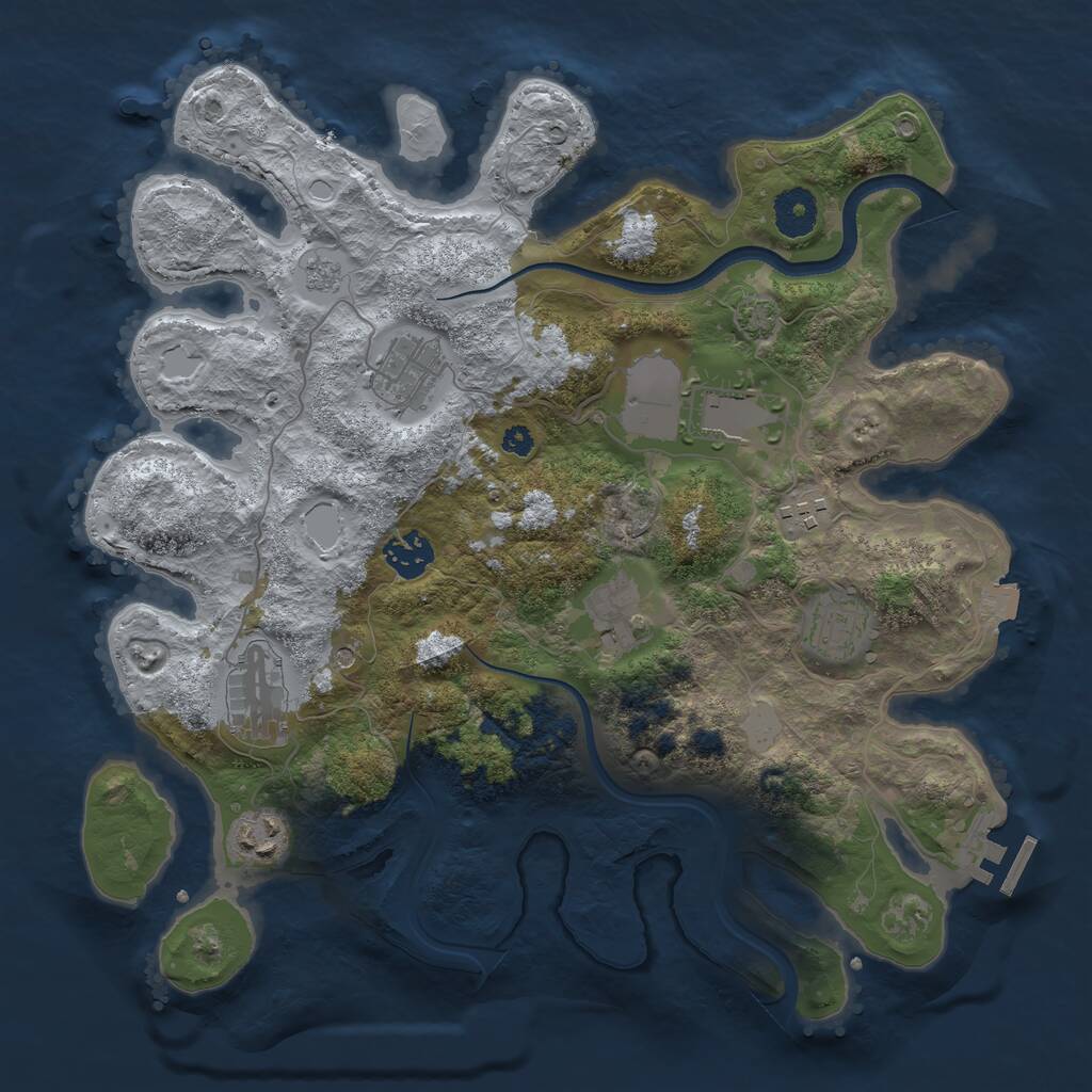 Rust Map: Procedural Map, Size: 3500, Seed: 1266168806, 13 Monuments