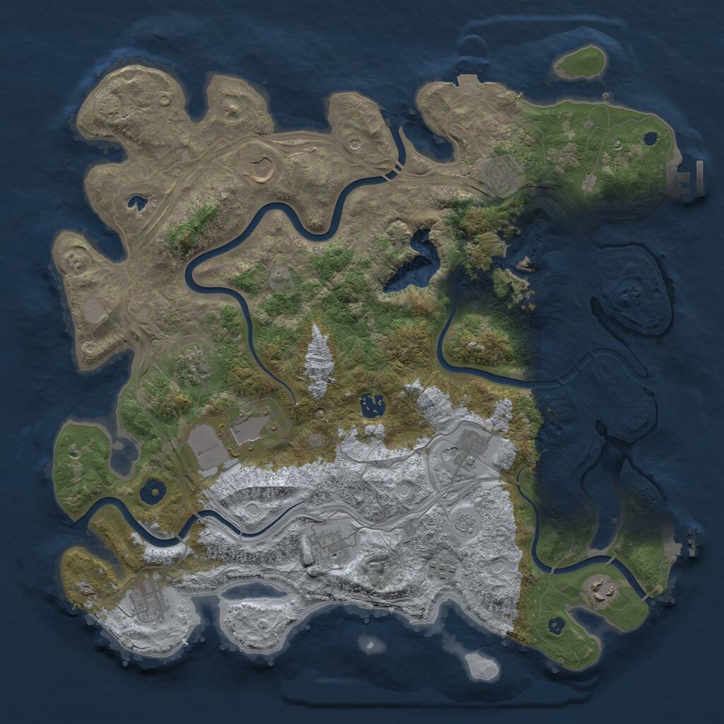 Rust Map: Procedural Map, Size: 4250, Seed: 55491, 16 Monuments