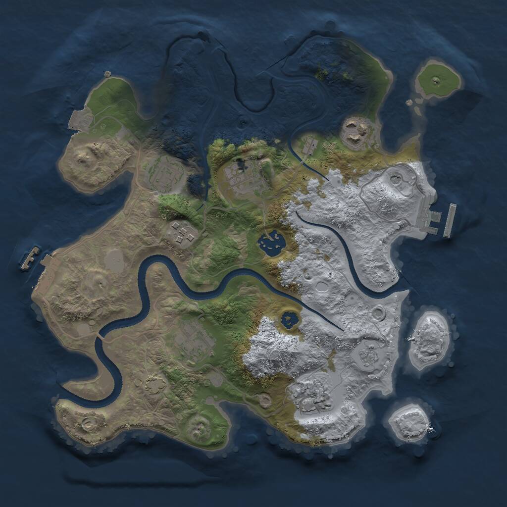 Rust Map: Procedural Map, Size: 3000, Seed: 1054881393, 13 Monuments