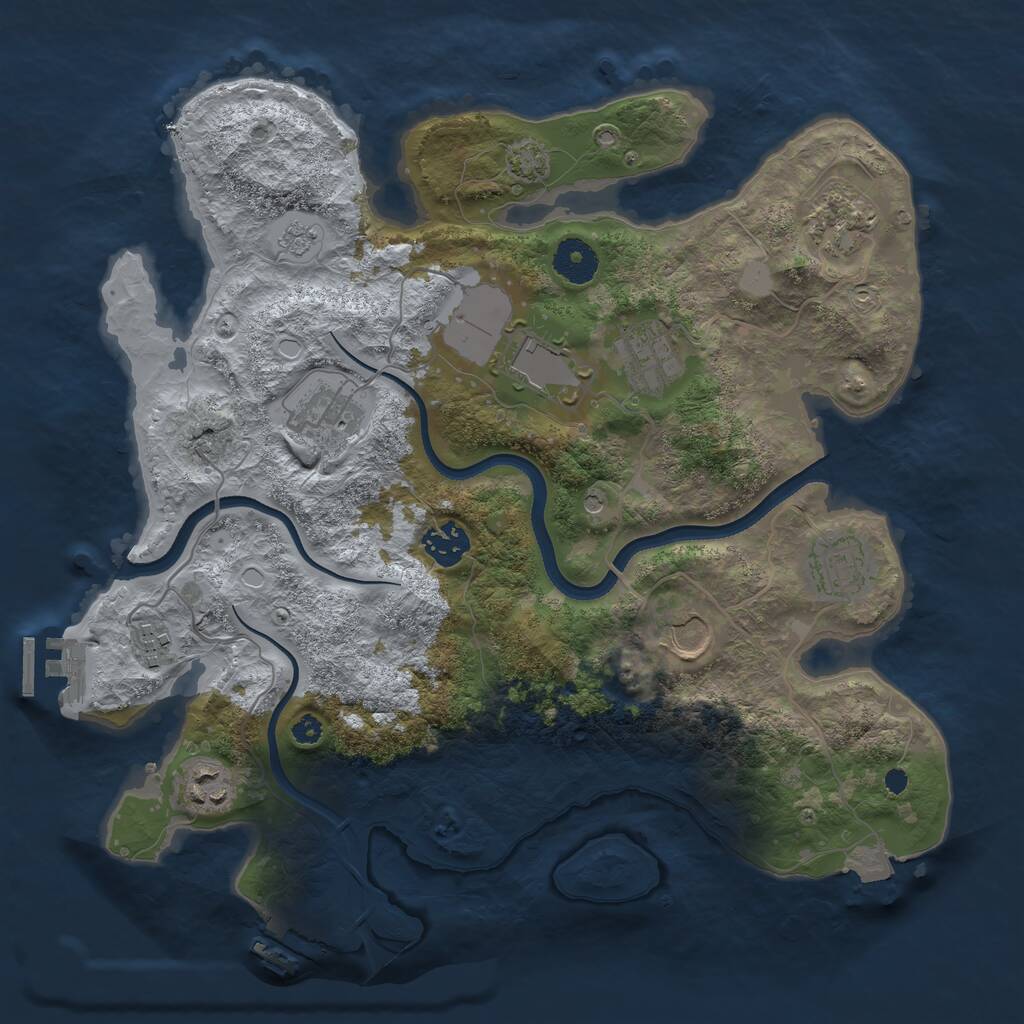 Rust Map: Procedural Map, Size: 3500, Seed: 2033648391, 15 Monuments