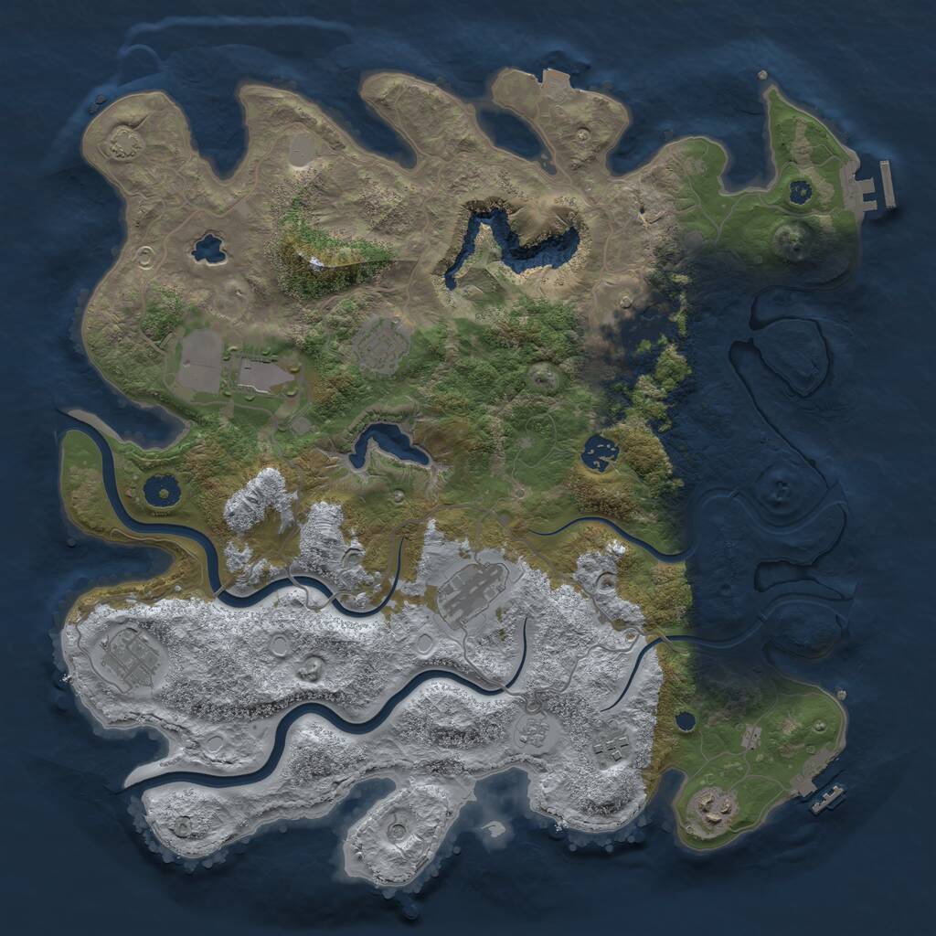 Rust Map: Procedural Map, Size: 4000, Seed: 20260801, 14 Monuments