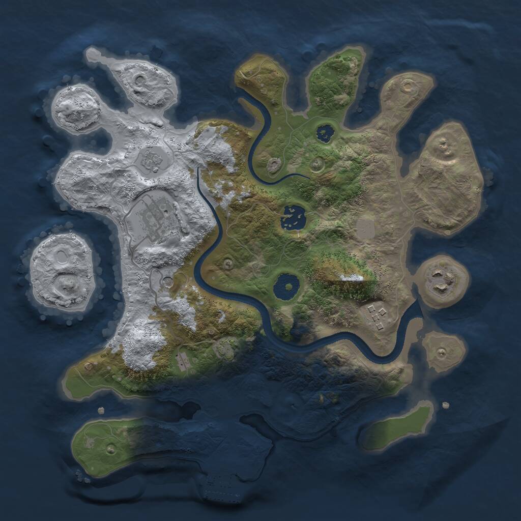 Rust Map: Procedural Map, Size: 3000, Seed: 30318, 9 Monuments