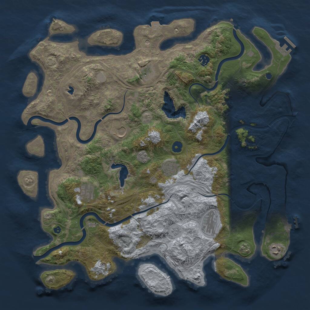 Rust Map: Procedural Map, Size: 4250, Seed: 3955529, 14 Monuments