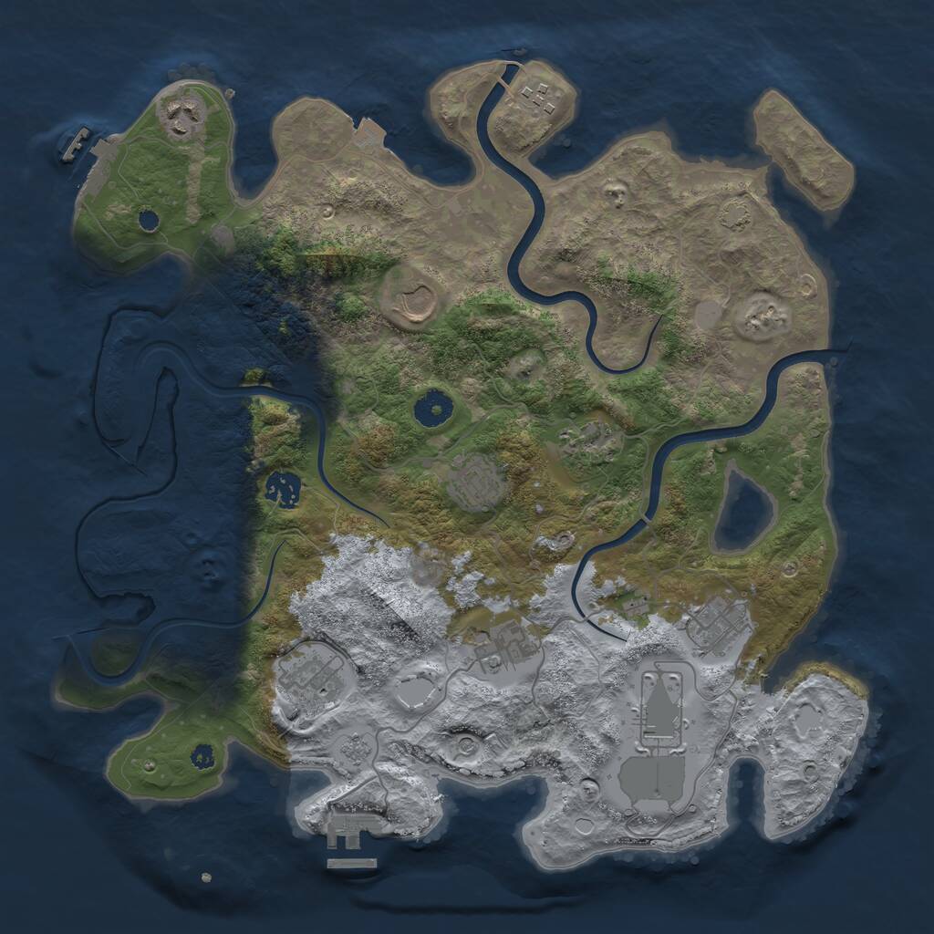 Rust Map: Procedural Map, Size: 3800, Seed: 1003268822, 16 Monuments
