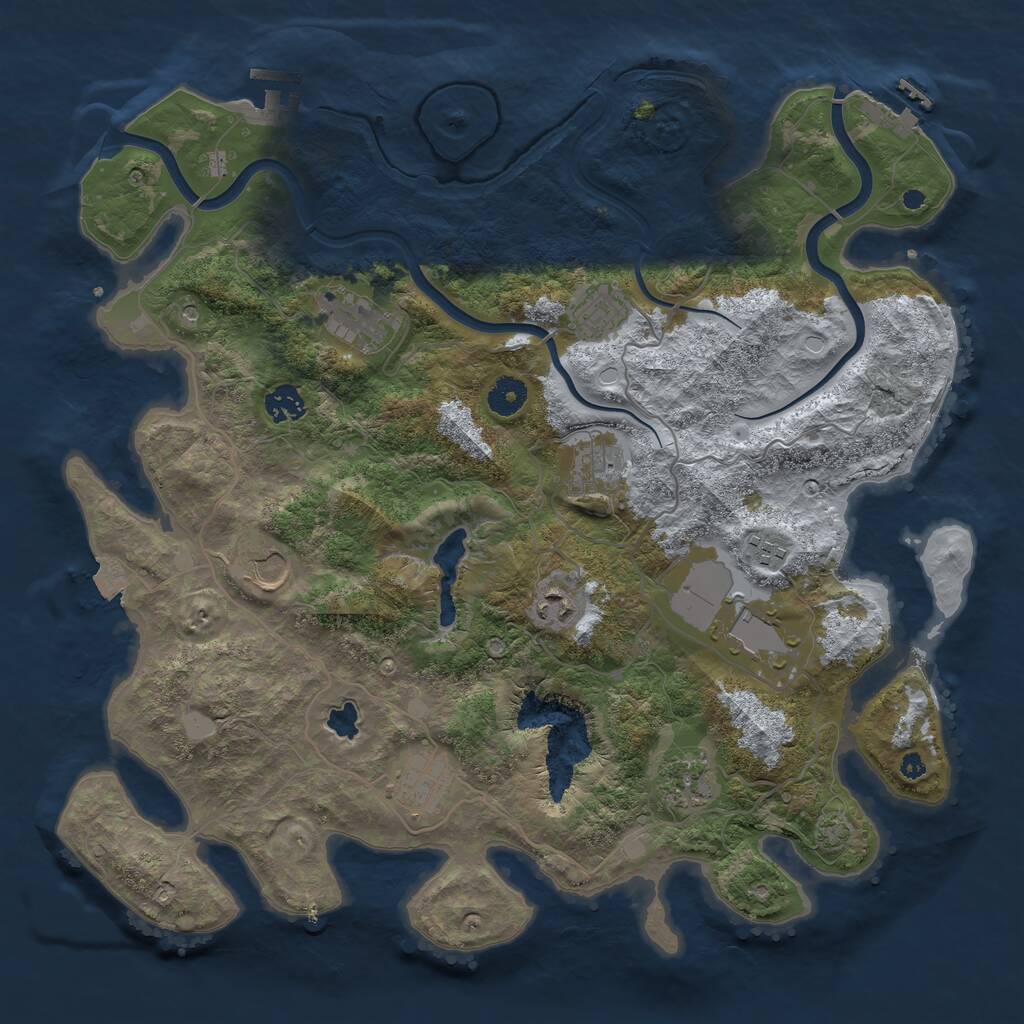Rust Map: Procedural Map, Size: 4000, Seed: 117117, 15 Monuments
