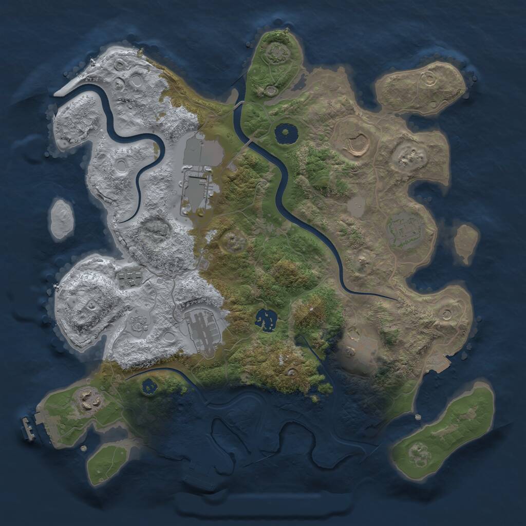 Rust Map: Procedural Map, Size: 3500, Seed: 831, 14 Monuments