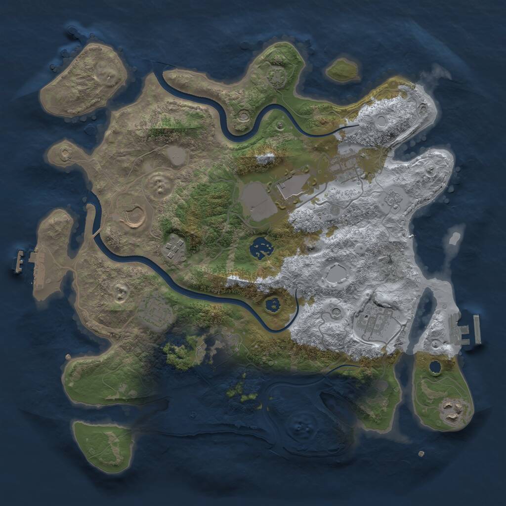 Rust Map: Procedural Map, Size: 3500, Seed: 480466607, 15 Monuments