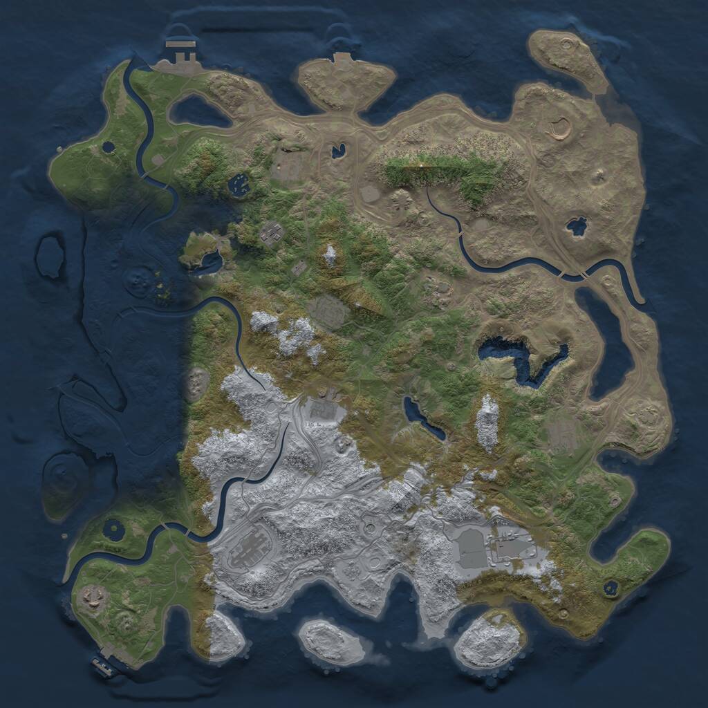 Rust Map: Procedural Map, Size: 4800, Seed: 1213079042, 17 Monuments