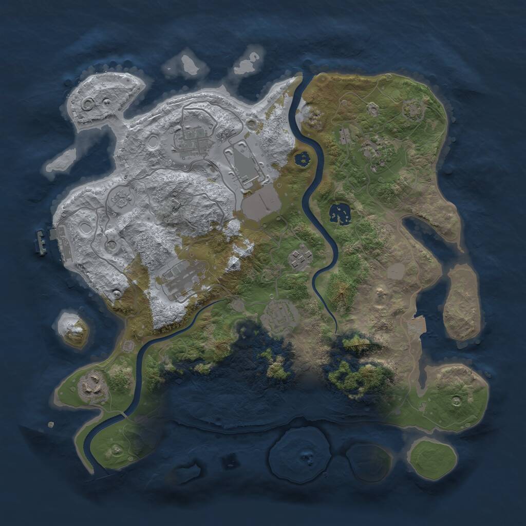 Rust Map: Procedural Map, Size: 3500, Seed: 1066811798, 13 Monuments
