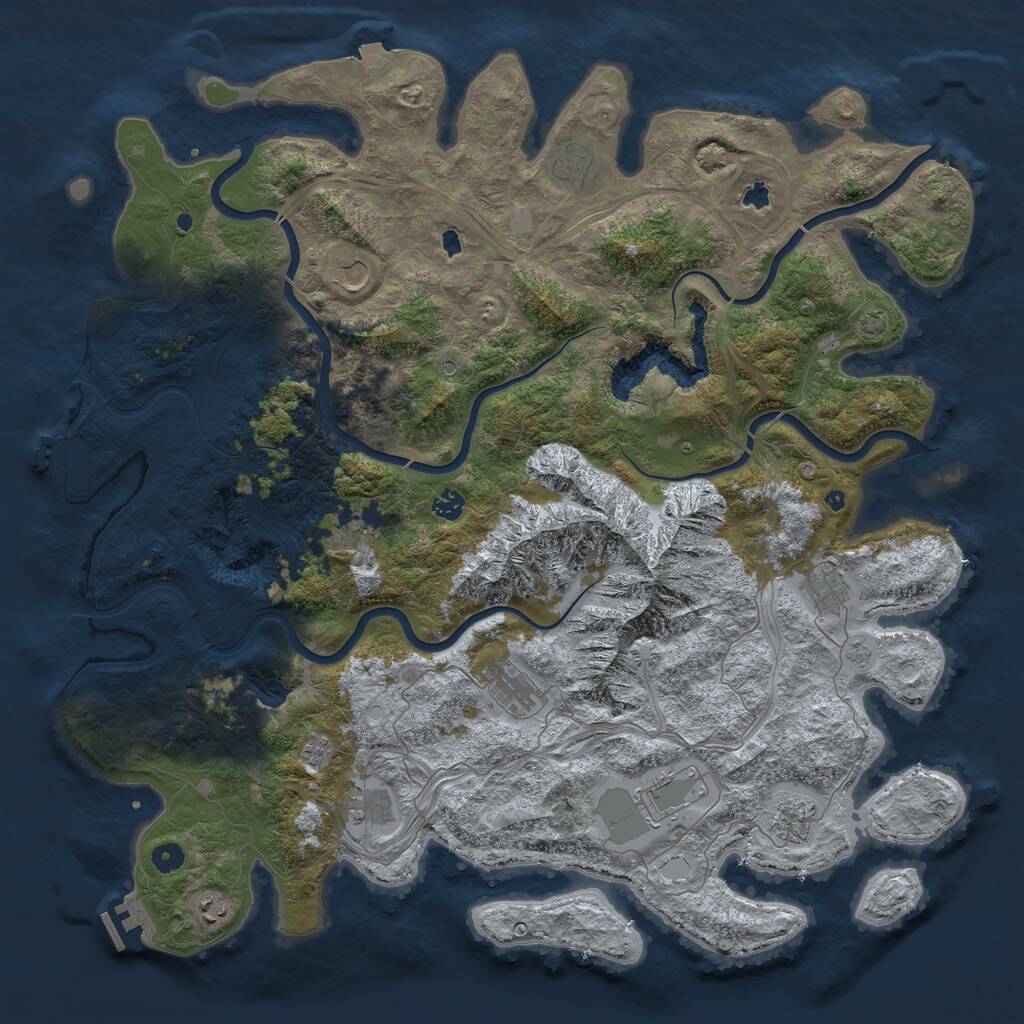 Rust Map: Procedural Map, Size: 5000, Seed: 71285250, 17 Monuments