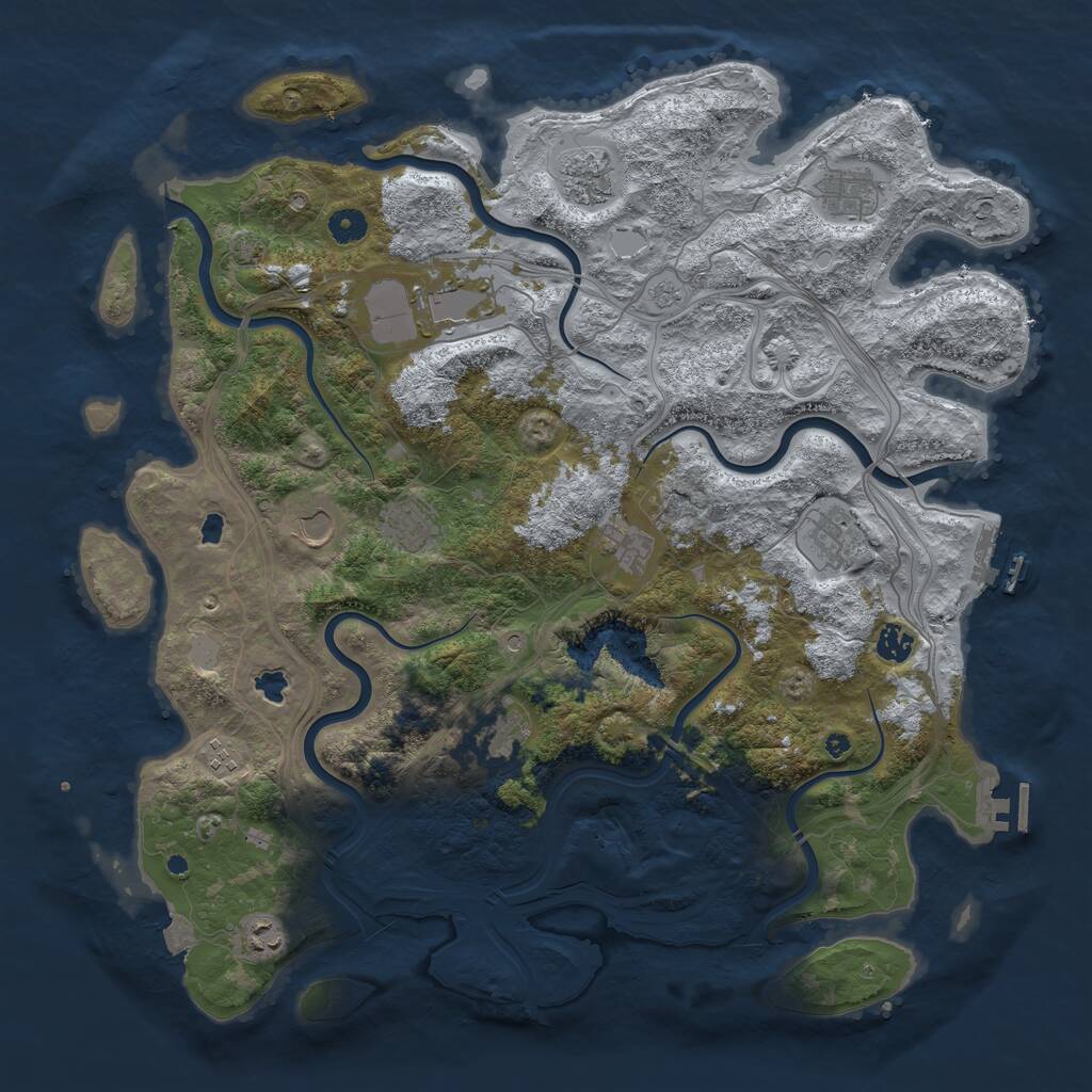 Rust Map: Procedural Map, Size: 4500, Seed: 1234598765, 17 Monuments