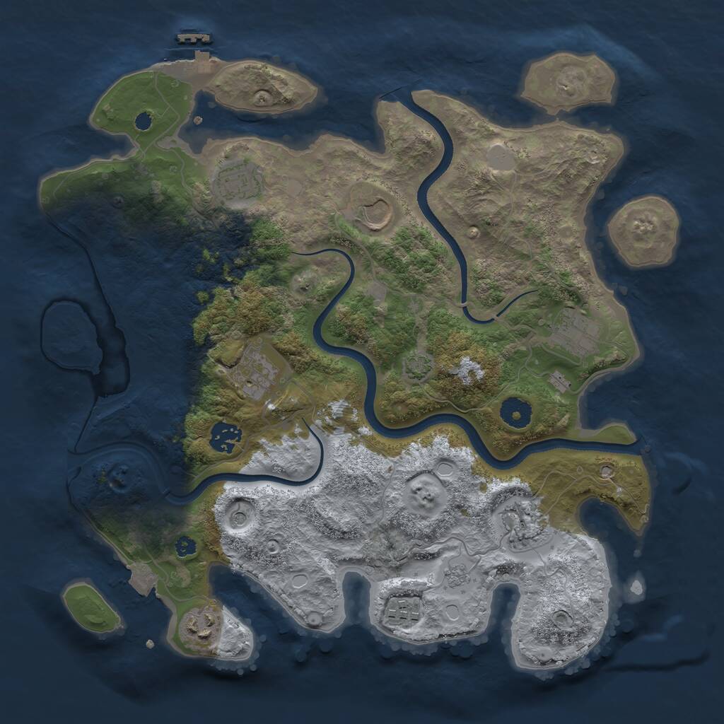 Rust Map: Procedural Map, Size: 3500, Seed: 1432957479, 13 Monuments