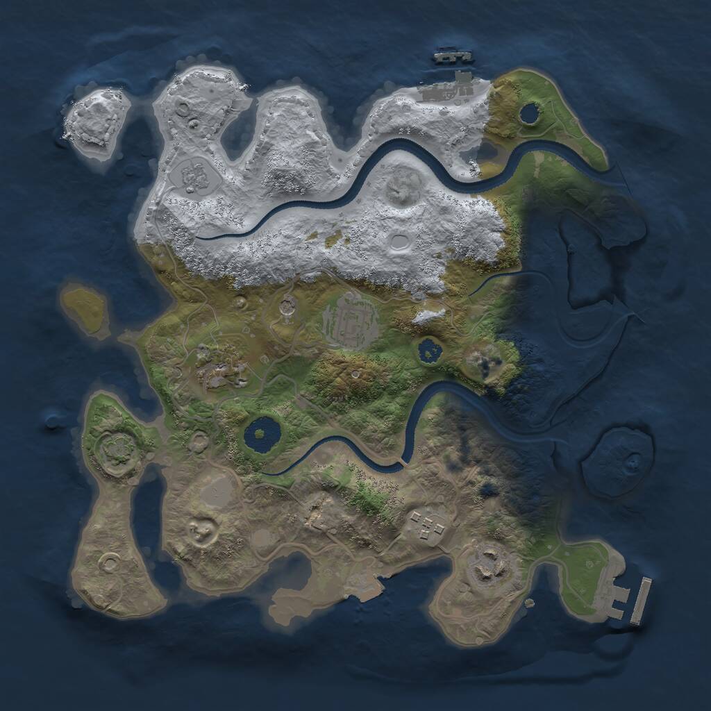 Rust Map: Procedural Map, Size: 3000, Seed: 6268, 10 Monuments