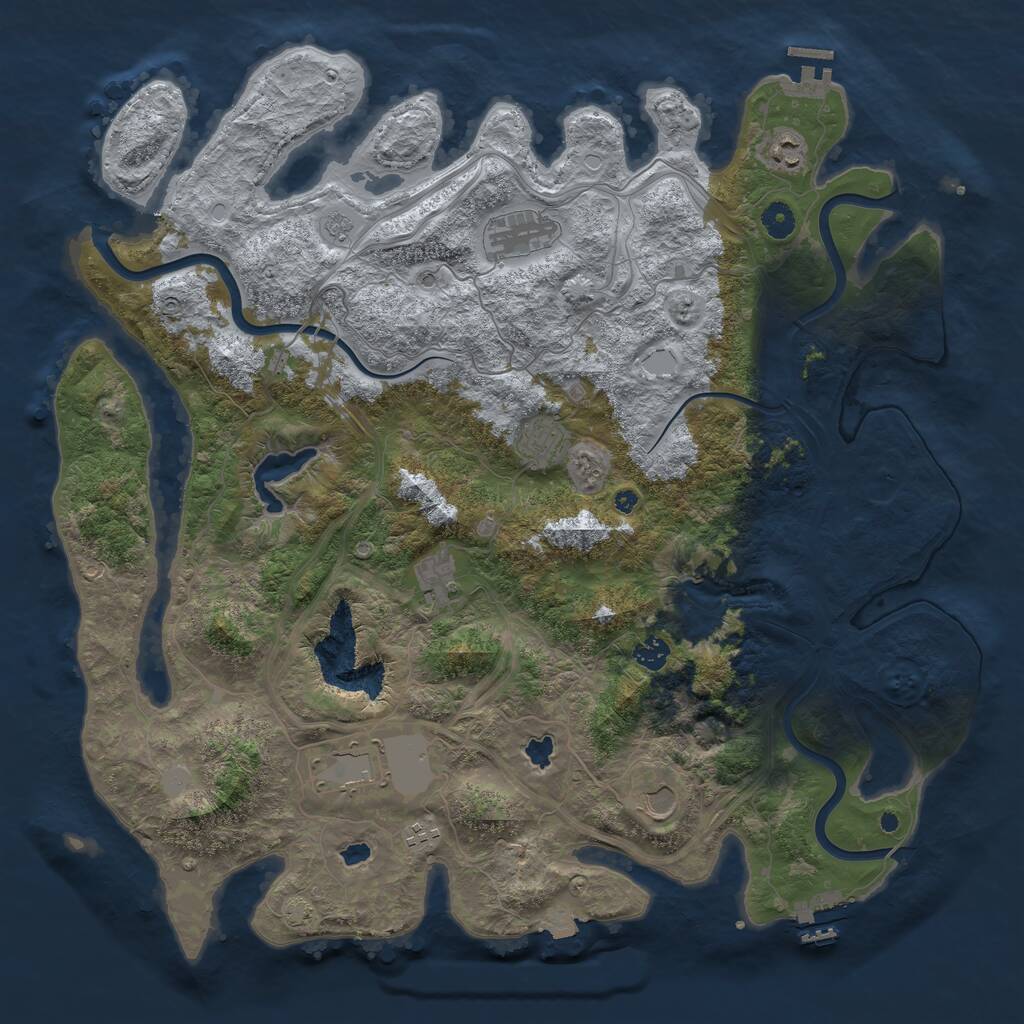 Rust Map: Procedural Map, Size: 4500, Seed: 381268860, 14 Monuments