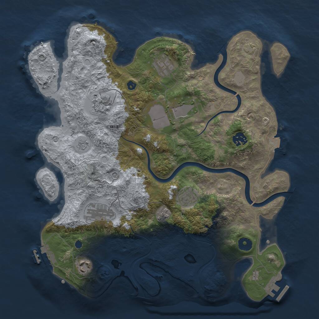 Rust Map: Procedural Map, Size: 3500, Seed: 1500292093, 14 Monuments