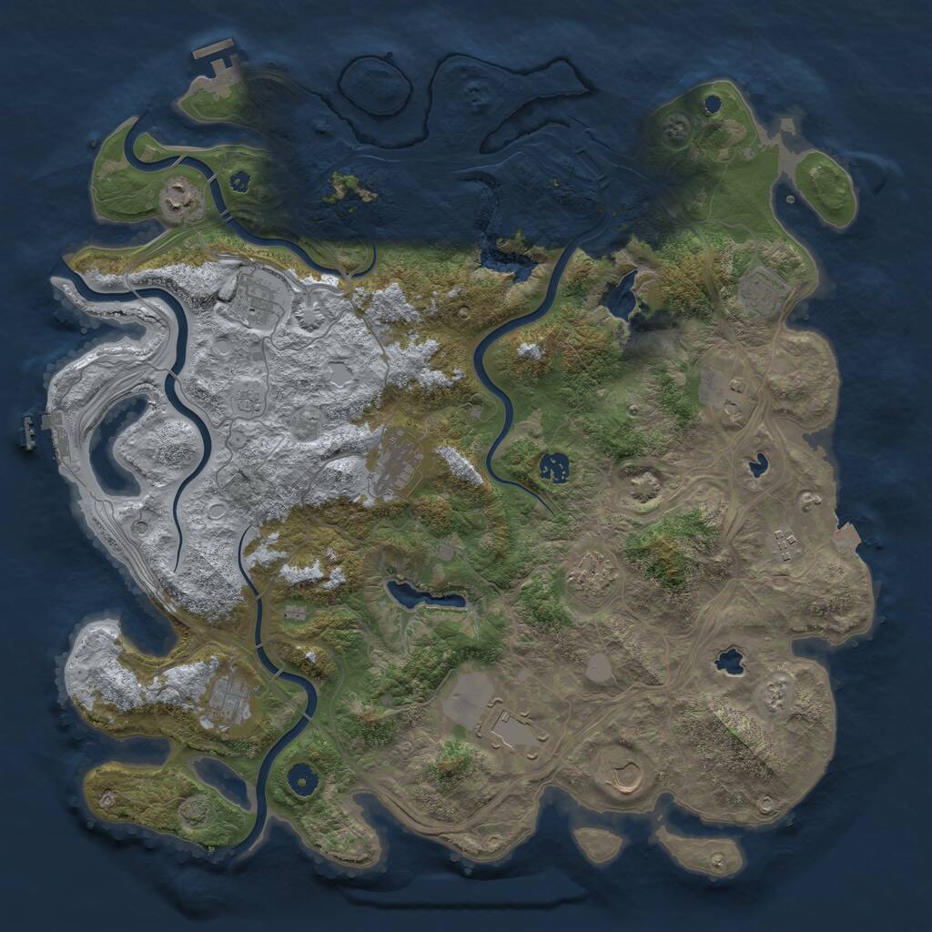 Rust Map: Procedural Map, Size: 4500, Seed: 1060297840, 17 Monuments