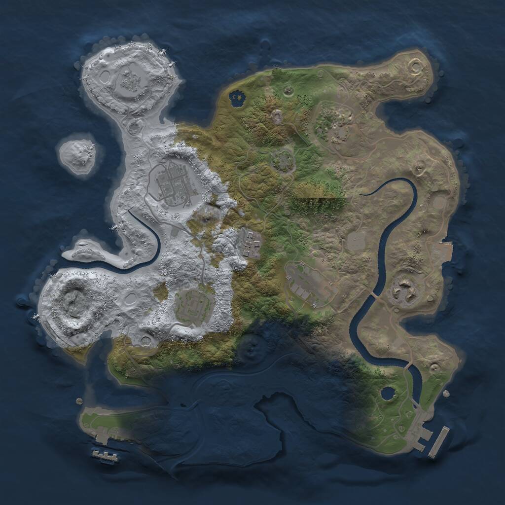 Rust Map: Procedural Map, Size: 3000, Seed: 1053928396, 12 Monuments