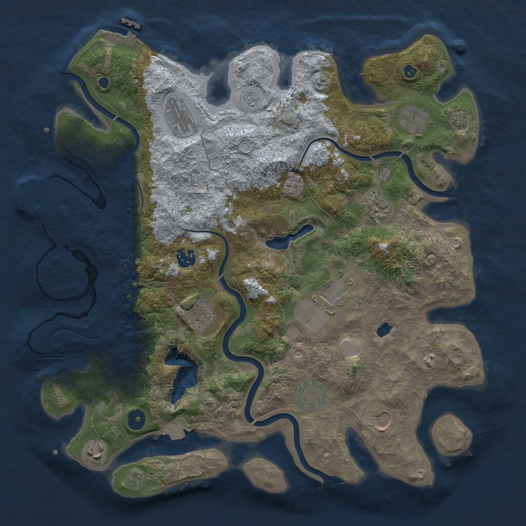 Rust Map: Procedural Map, Size: 4096, Seed: 1741857898, 16 Monuments