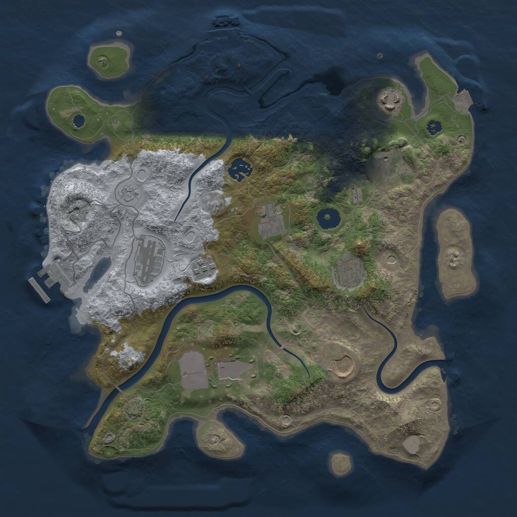 Rust Map: Procedural Map, Size: 3500, Seed: 480261412, 15 Monuments