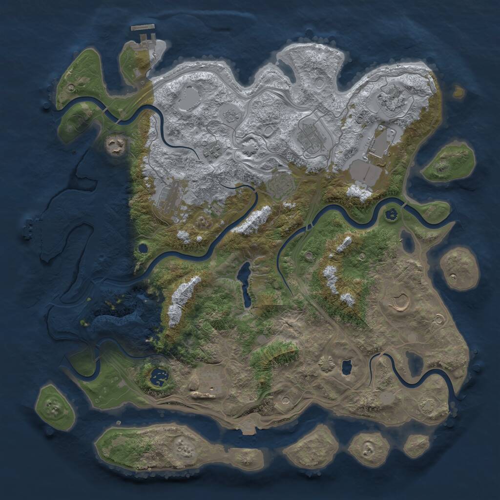 Rust Map: Procedural Map, Size: 4250, Seed: 1360320737, 16 Monuments