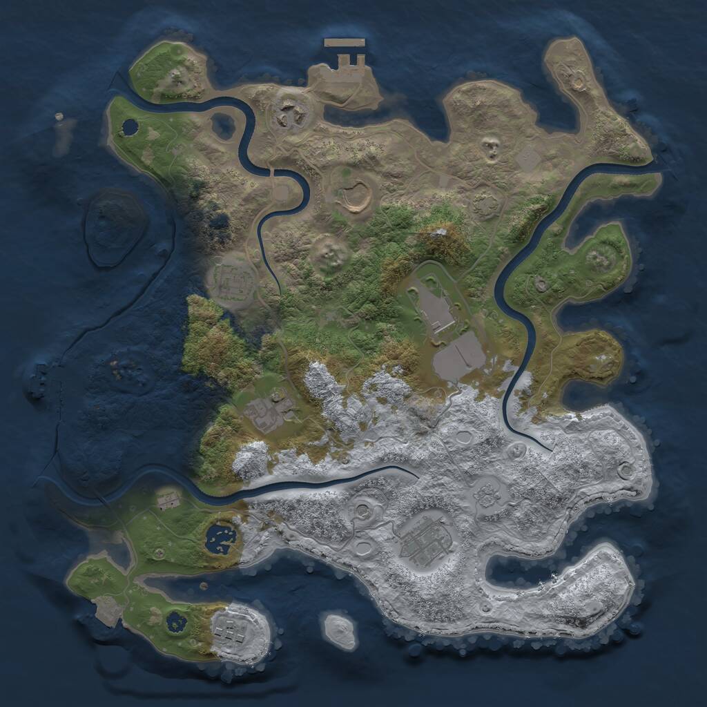 Rust Map: Procedural Map, Size: 3500, Seed: 1949847666, 14 Monuments