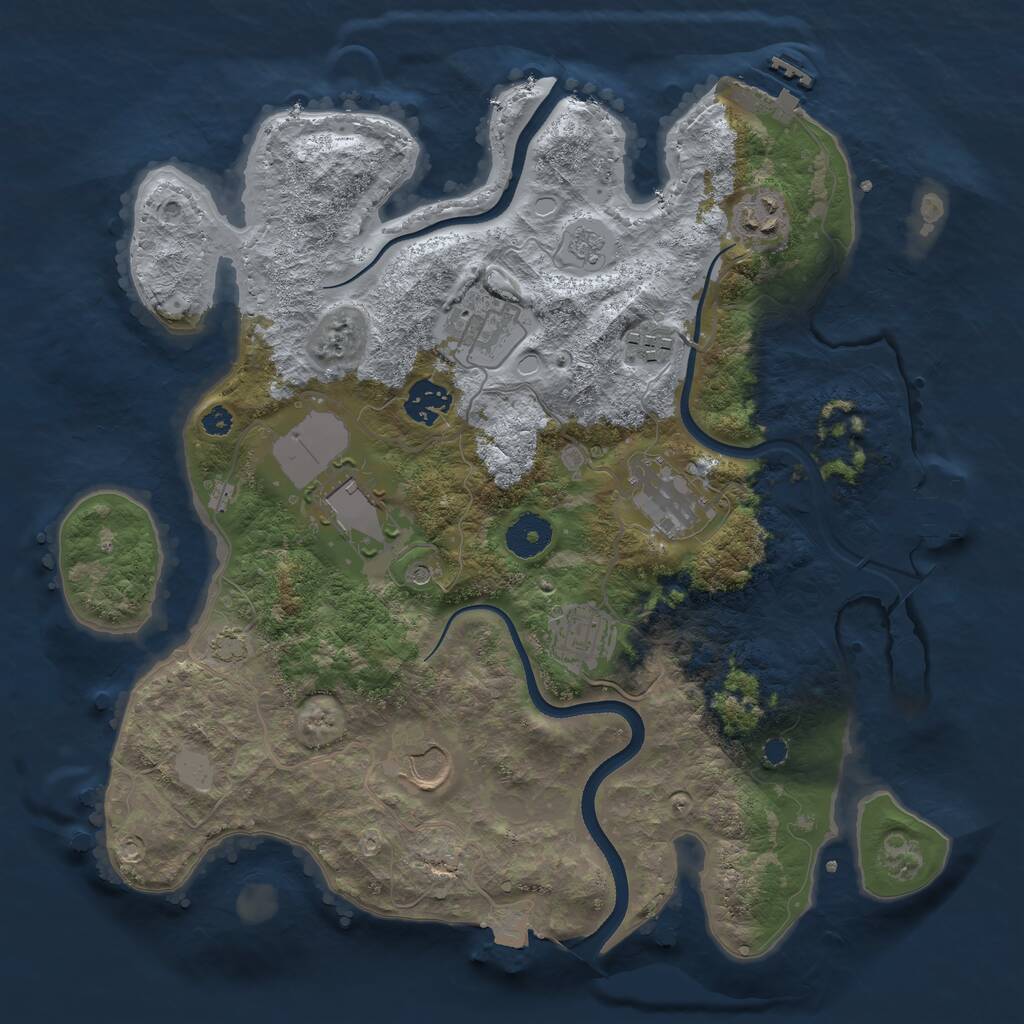 Rust Map: Procedural Map, Size: 3500, Seed: 13439734, 14 Monuments