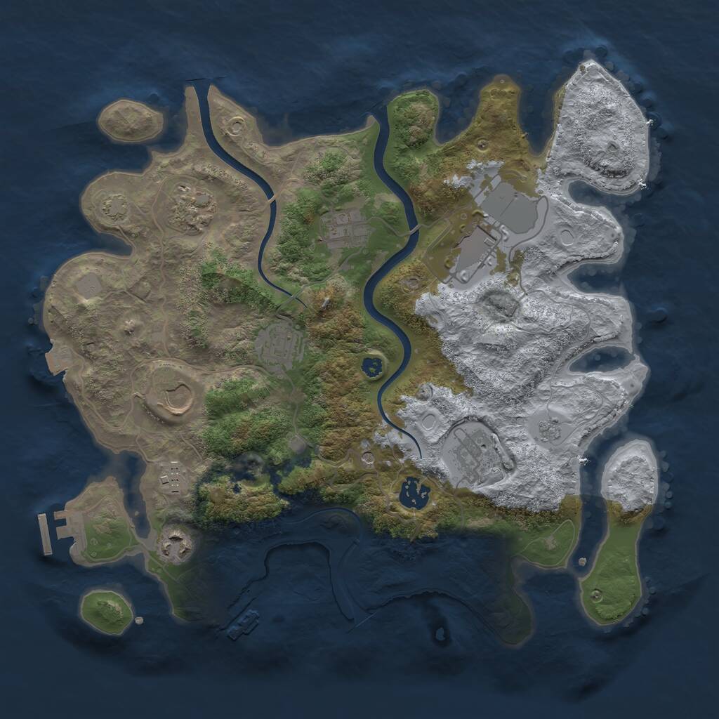 Rust Map: Procedural Map, Size: 3500, Seed: 660829366, 15 Monuments