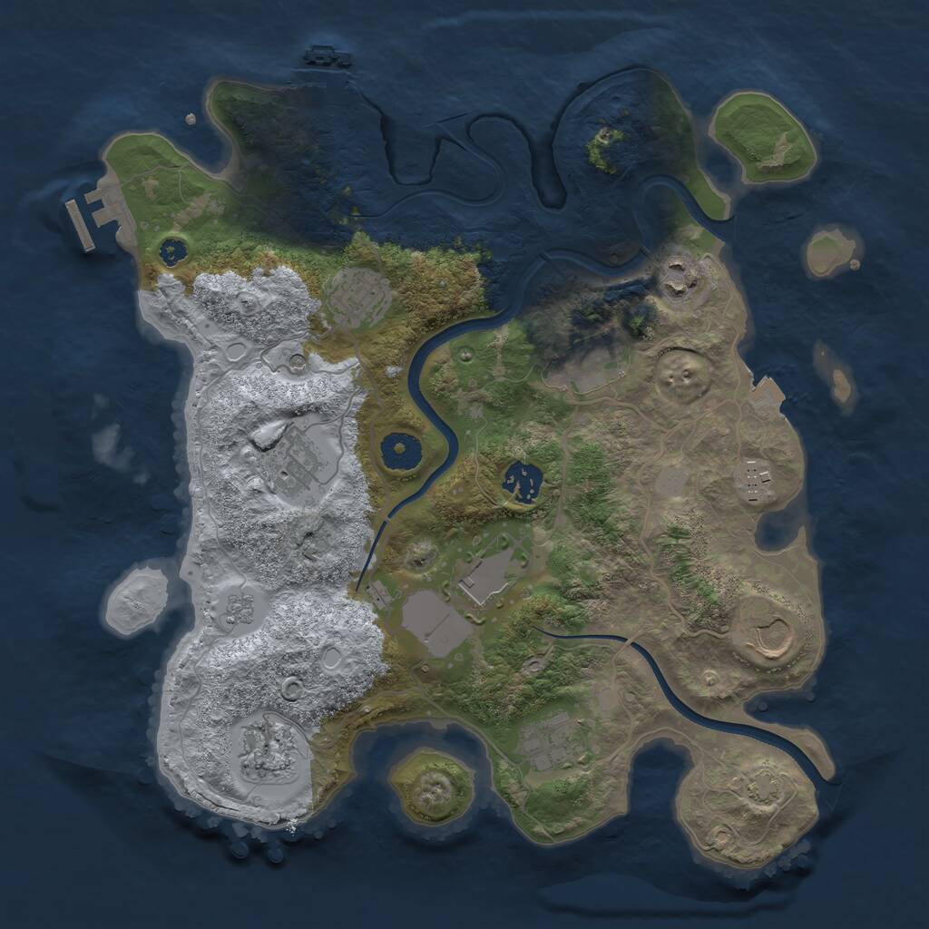 Rust Map: Procedural Map, Size: 3503, Seed: 100, 16 Monuments