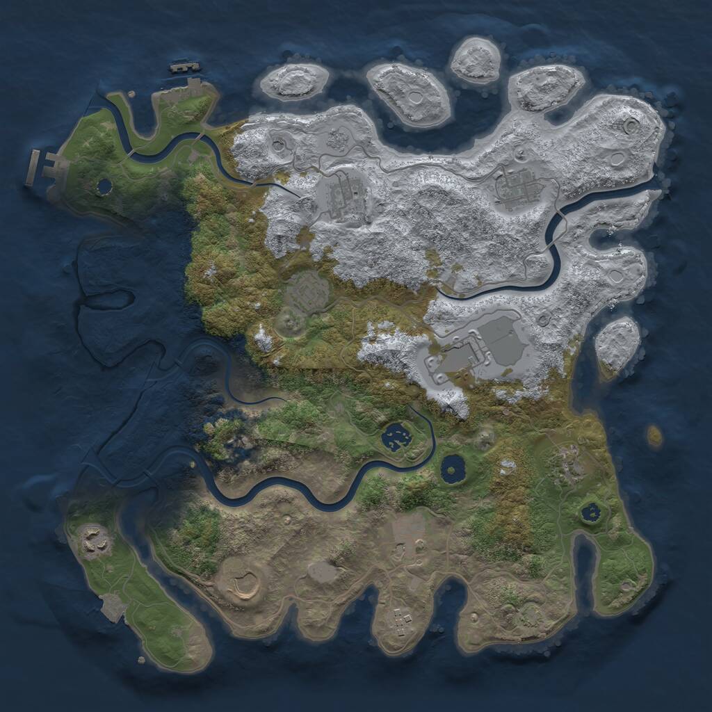 Rust Map: Procedural Map, Size: 3900, Seed: 341346806, 16 Monuments