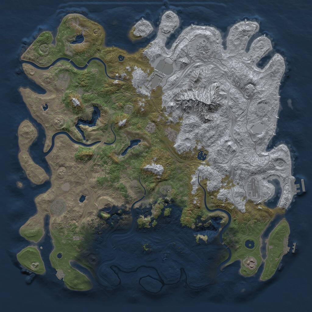 Rust Map: Procedural Map, Size: 5000, Seed: 321321231, 17 Monuments
