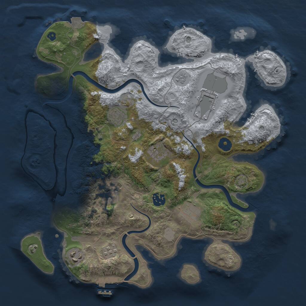 Rust Map: Procedural Map, Size: 3500, Seed: 1375424486, 13 Monuments