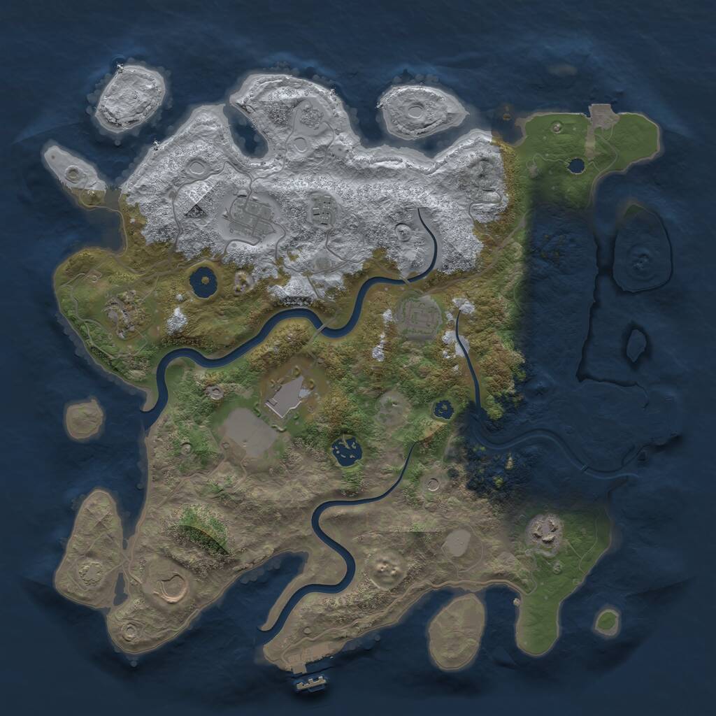 Rust Map: Procedural Map, Size: 3750, Seed: 134306160, 14 Monuments