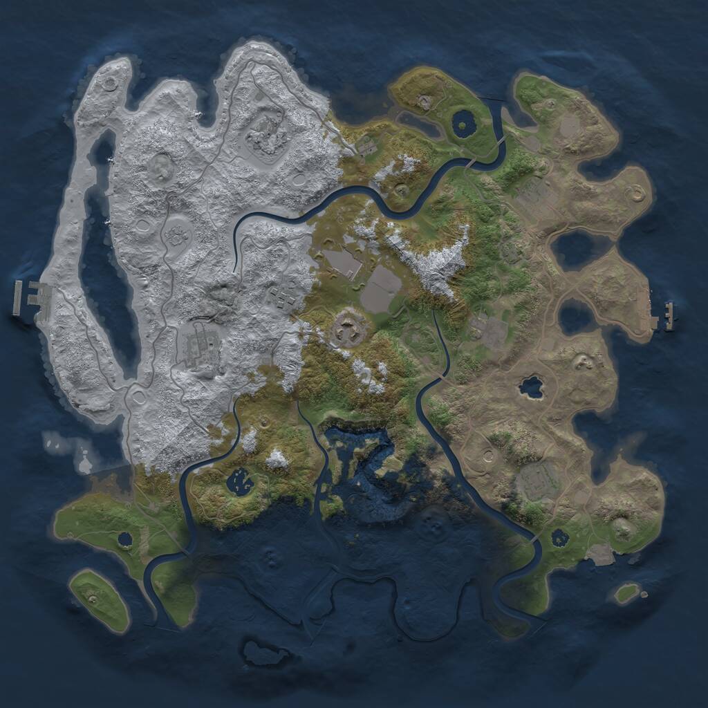 Rust Map: Procedural Map, Size: 4050, Seed: 1562604673, 15 Monuments