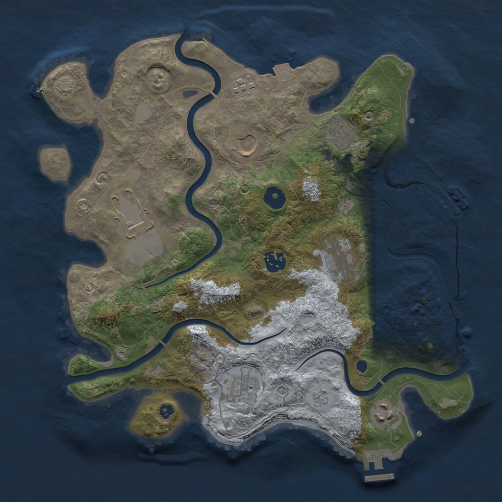Rust Map: Procedural Map, Size: 3500, Seed: 632248558, 14 Monuments