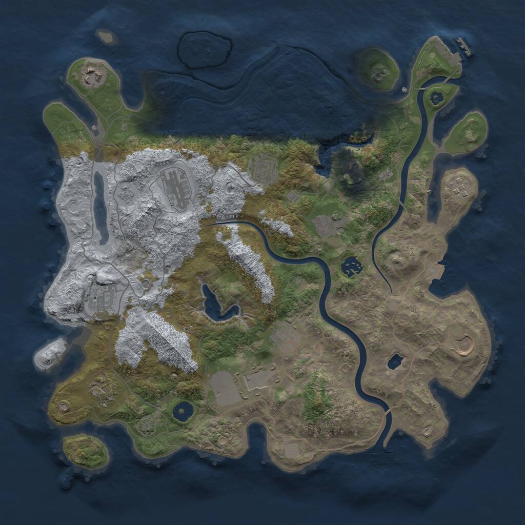 Rust Map: Procedural Map, Size: 4000, Seed: 385467, 16 Monuments