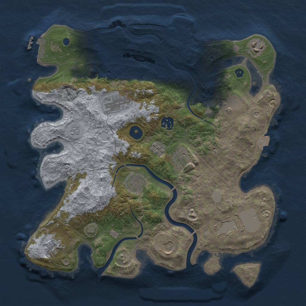 Rust Map: Procedural Map, Size: 3500, Seed: 1842891150, 16 Monuments