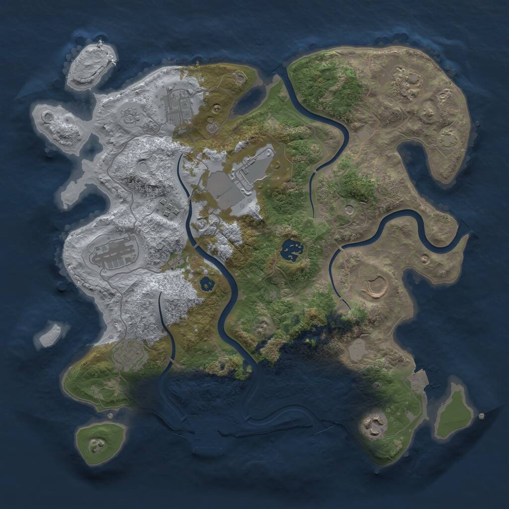 Rust Map: Procedural Map, Size: 3500, Seed: 156984585, 14 Monuments