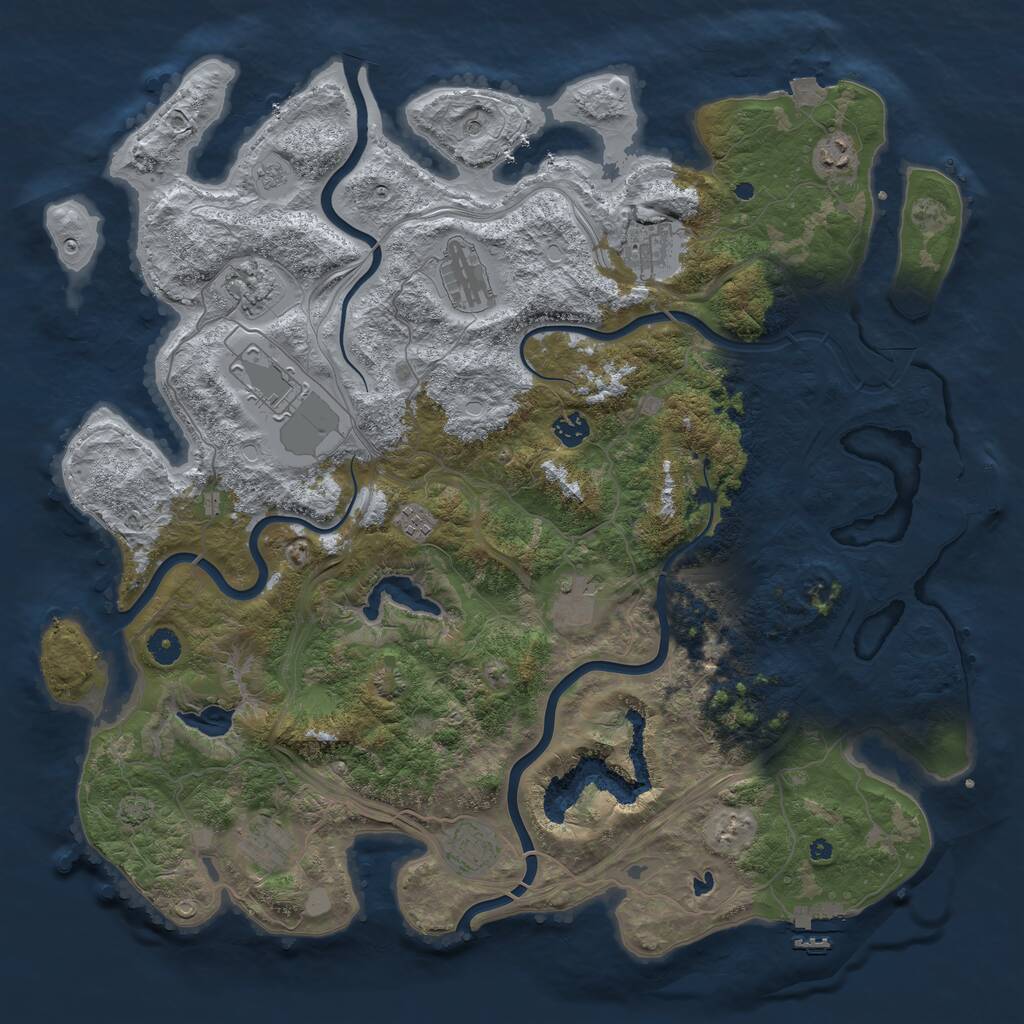 Rust Map: Procedural Map, Size: 4500, Seed: 1901076393, 16 Monuments